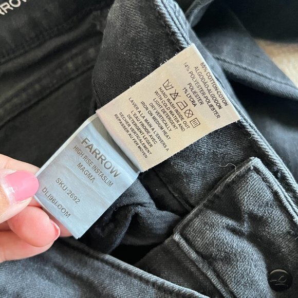 DL1961 FARROW HIGH RISE INSTASLIM MAGMA JEANS SKINNY ANKLE WOMENS SIZE 25 BLACK - Picture 8 of 8